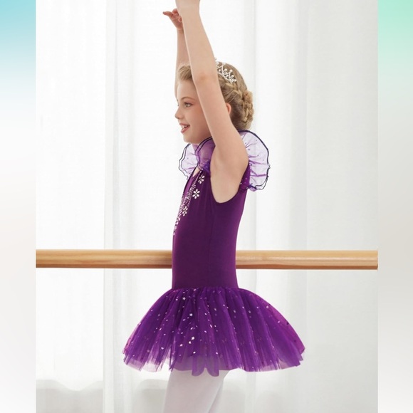 New Ballet Leotards for Girls Ballerina Tutu Dresses with Shiny Skirt Se… - Picture 5 of 12
